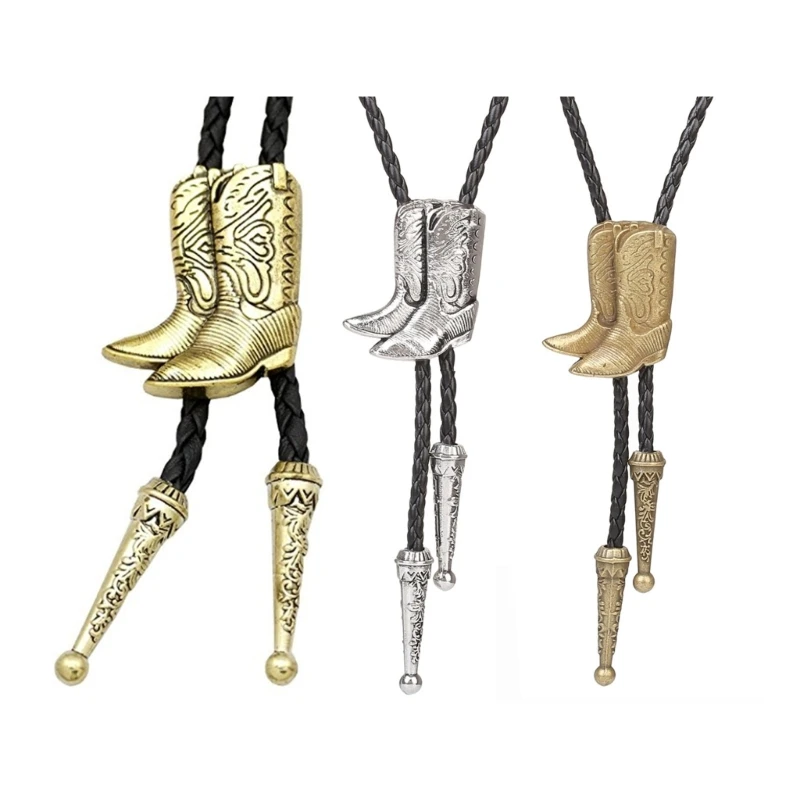 

Metal Bolo Tie with Boots Pendant for Male Gathering Carnivals Party Man Teens Shirt Sweater Costume Gentleman Necktie