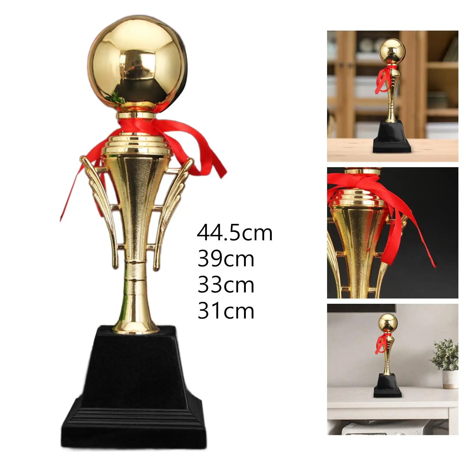 Spherical Trophy Soccer Golden Ball Trophy Large Football Trophy Decor Football Stuff Golden Ballon Football for Competitions
