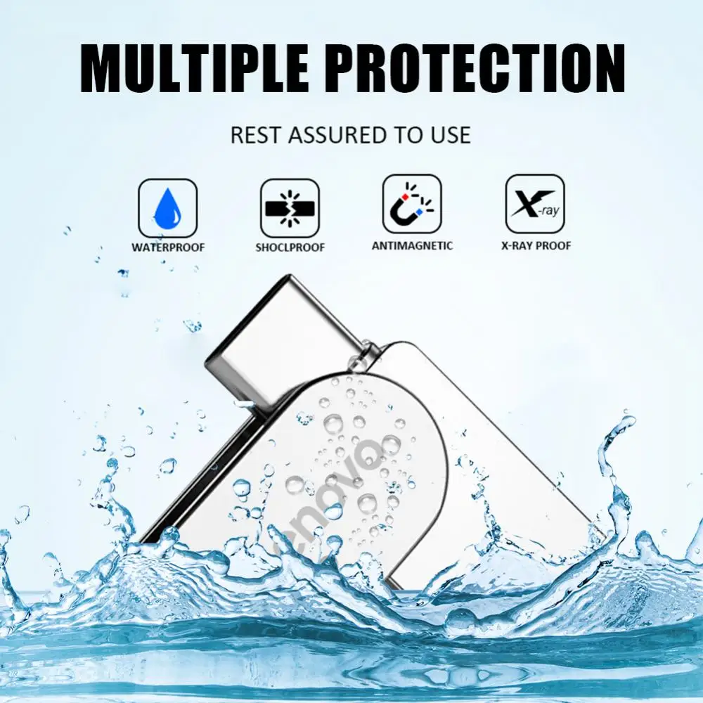 Lenovo TYPE C USB Flash Drive OTG 2 IN 1 USB Stick 3.0 128GB Pen Drive 2TB 1TB Waterproof Pendrive Memory Disk For Iphone 15 Pro