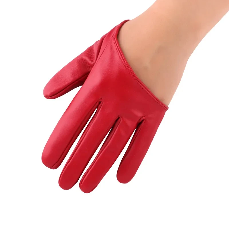 النساء الملاهي الليلية مرحلة الأداء DS الشرير نمط نصف النخيل ليوبارد طباعة قفازات جلدية صلبة شخصية عصرية الهيب هوب