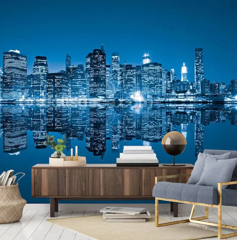 New York Wallpaper Manhattan Skyline NYC City Peel And Stick Non Woven Self Adhesive Wall Mural