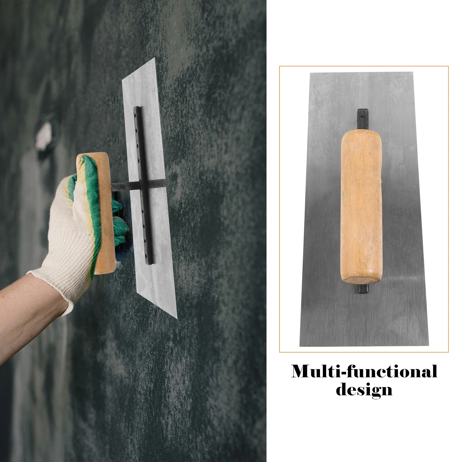 

Wooden Handle Trowel 200mm Steel Board Masonry Tool Drywall Cement Scraper Concrete Smooth Surface Construction