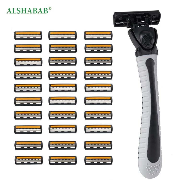 ALSHABAB Manual Razor for Men and Women 3 Blades Disposable Razor 1 Handle with Many Cartridges Hair Removal Shaver