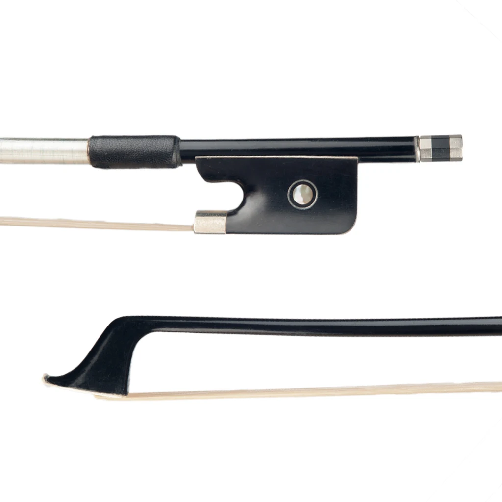 

4/4 3/4 1/2 1/4 1/8 Size Cello Bow Black Carbon Fiber Stick Ebony Frog Inlaid With Natural White Mongolia Horsehair