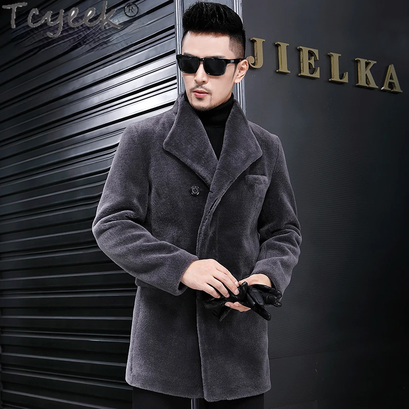 Tcyeek Men's Sheep Shearing Coats Fashion Wool Jacket Winter Warm Jackets New Man Clothes Casual Silm Coat Streetwear Abrigos