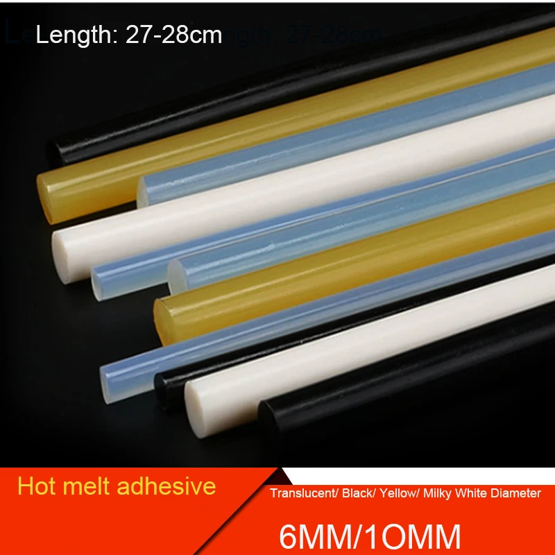 1PCS 6/10mm Semi-Transparent Hot Melt Glue Sticks With Strong Viscosity For Glue Gun Machine Hot Glue Sticks 5 Colours Available