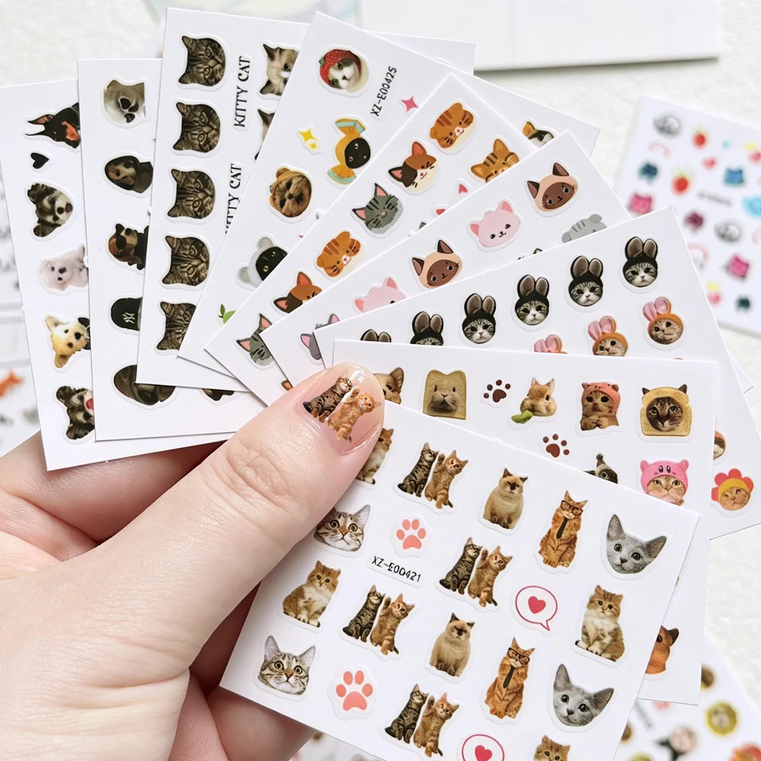 30 Stück Niedliche Hunde Katzen Tier Hasen 3D Cartoon Relief Selbstklebende Nagelkunst-Aufkleber Süße Welpen Kätzchen Stern Maniküre – Detail 8