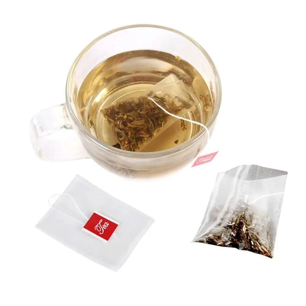 100Pcs Portable Transparent Disposable Transparent Teabags Nylon with String Empty Tea Bags Heat-sealable Filter Paper Teabags
