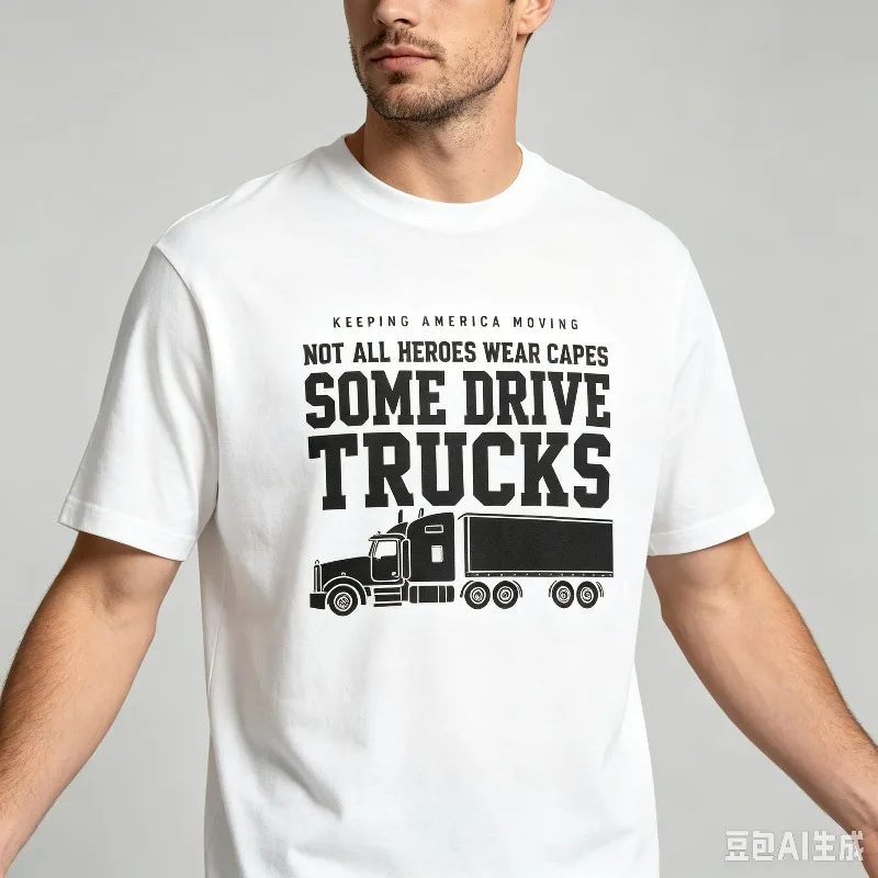 “NOT ALL HEROES WEAR CAPES SOME DRIVE TRUCKS” Truck Graphic T-Shirt Men’s Hero Print Soft Modal Crewneck Tee Casual Top