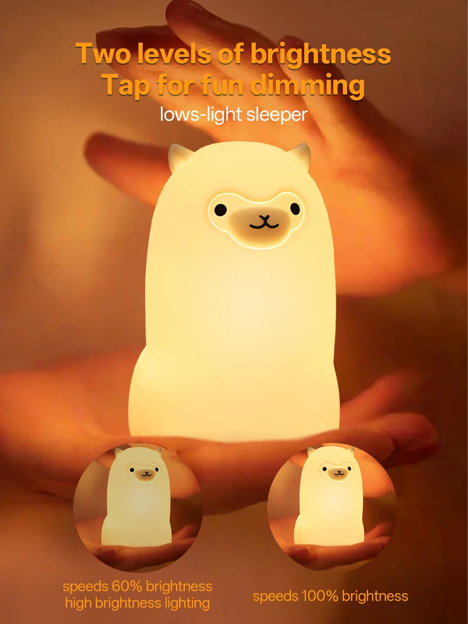 KFV Cute Pear Night Light 7-Color Dimmable Touch-Controlled Night Light Silicone Stress Reducing Pat Duck Lamp USB Rechargeable
