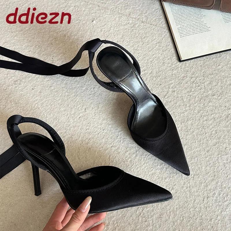 أزياء من الدانتل متابعة مضخات السيدات أحذية عالية الكعب الصنادل الجديدة في 2026 الإناث أشار تو الأحذية أنيقة النساء رقيقة الكعوب الأحذية #2