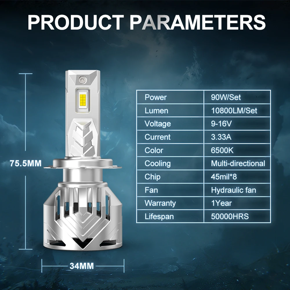 NAOEVO PL45 Led Headlight Easy Installation Plug And Play H4 H7 H11Car Headlamp Bulb 9005 9006 All In One Auto Light Canbus
