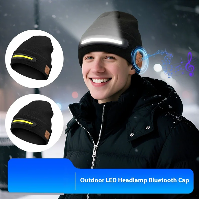 【MUST-HAVE】USB Luminous Hat LED Beanie Torch, Light-Up Knitted Design For Outdoor Running Cycling
