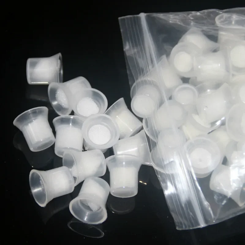 100 pcs White Color Plastic Cup with Cotton Permanent Tattoo Ink Easy Ring Ink Container / Cup For The INK Supplying System