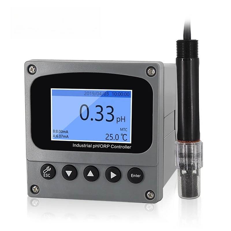 Industrial Online pH ORP Controller Tester,Acidity Meter Monitoring Instrument With Sensor Electrode Probe