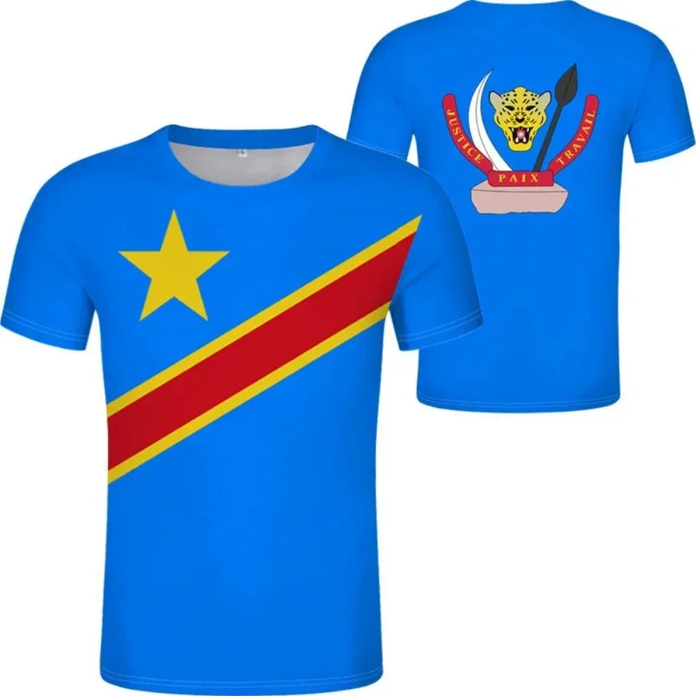 Zaire 3D T-shirt Flag of the Republic of the Congo Flag 3D Print T-shirt Men's Women Casual Oversized Short Sleeve O-Neck Tops