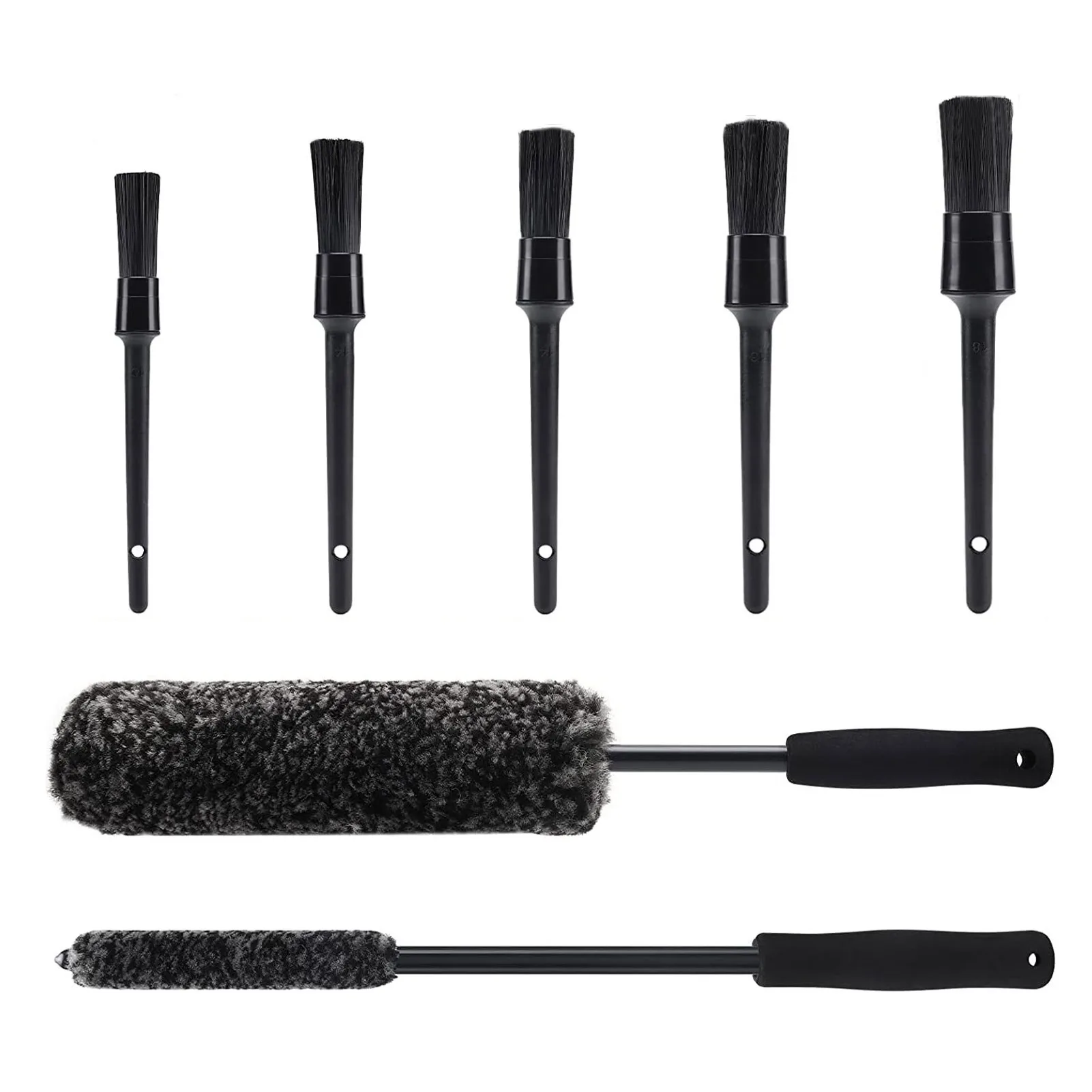 

7Pcs Wheel & Tire Brush Synthetic Wool Car Rim Cleaning Brushes 2 Long Synthetic Wool Wheel Brush & 5 Car Wash Detail Brush Car