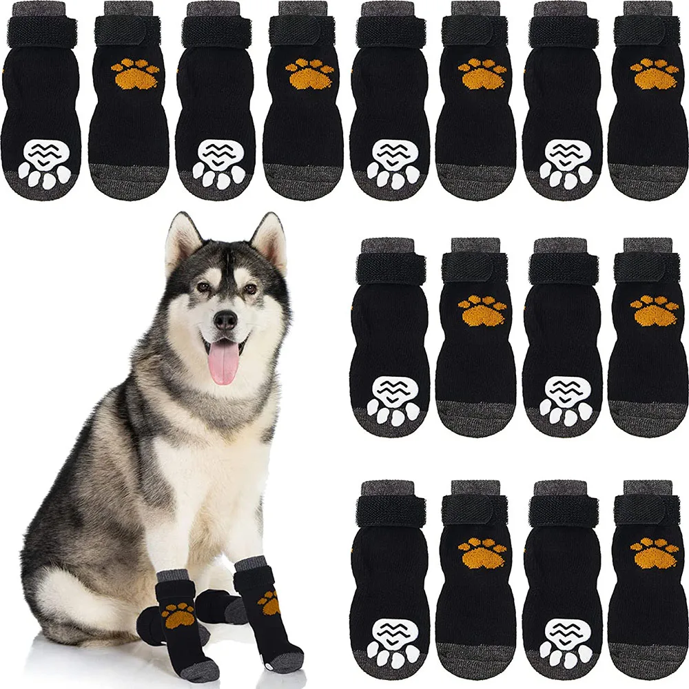 

4Pcs Cute Pet Dog Socks with Print Anti-Slip Cats Puppy Shoes Paw Protector Products for Small Breeds Spitz York Dogs Chihuahua