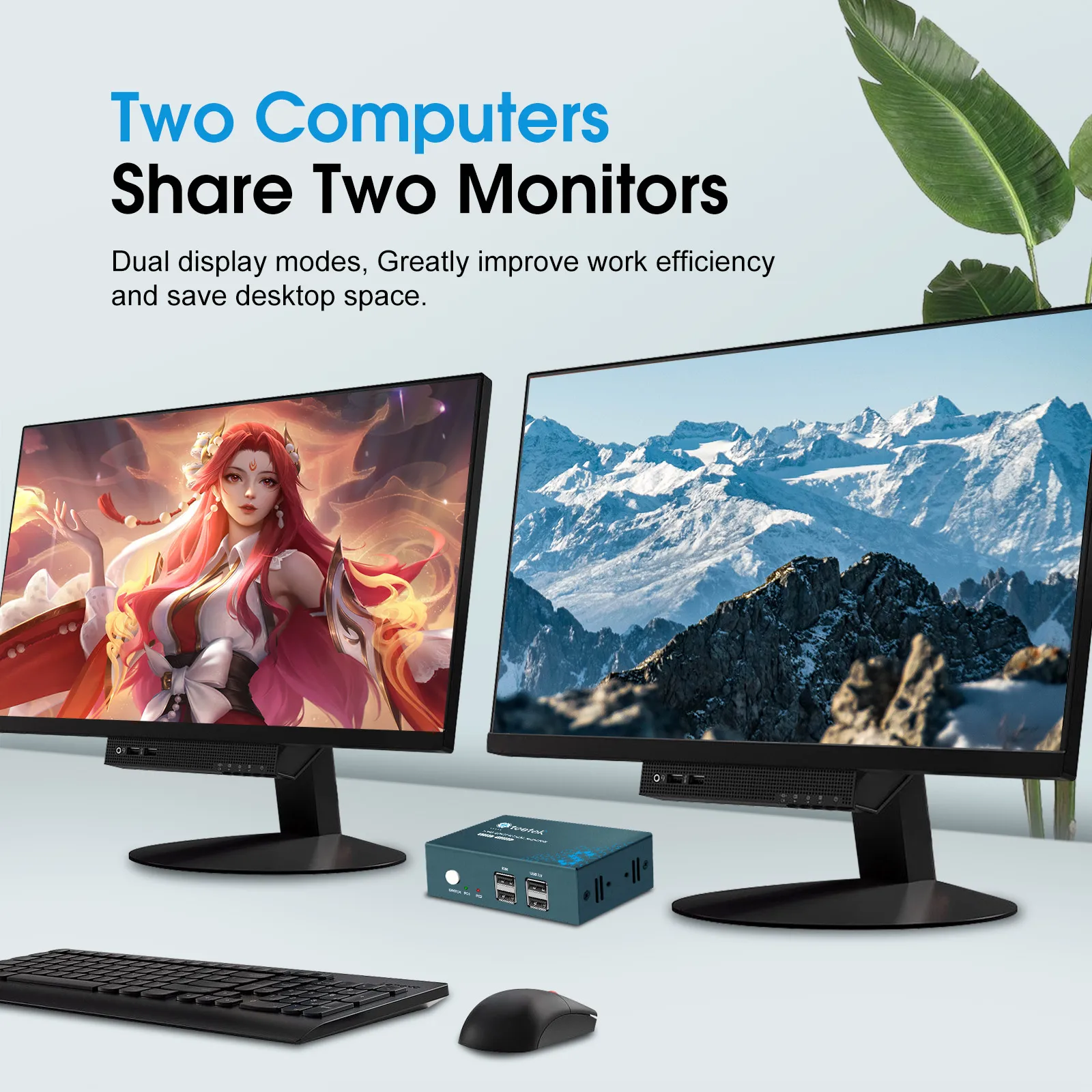 4 Port USB 3.0 KVM Switch Dual Monitor HDMI 4K 60Hz, Keyboard Video Mouse Peripherals Switcher for 4 Computers 2 Monitors