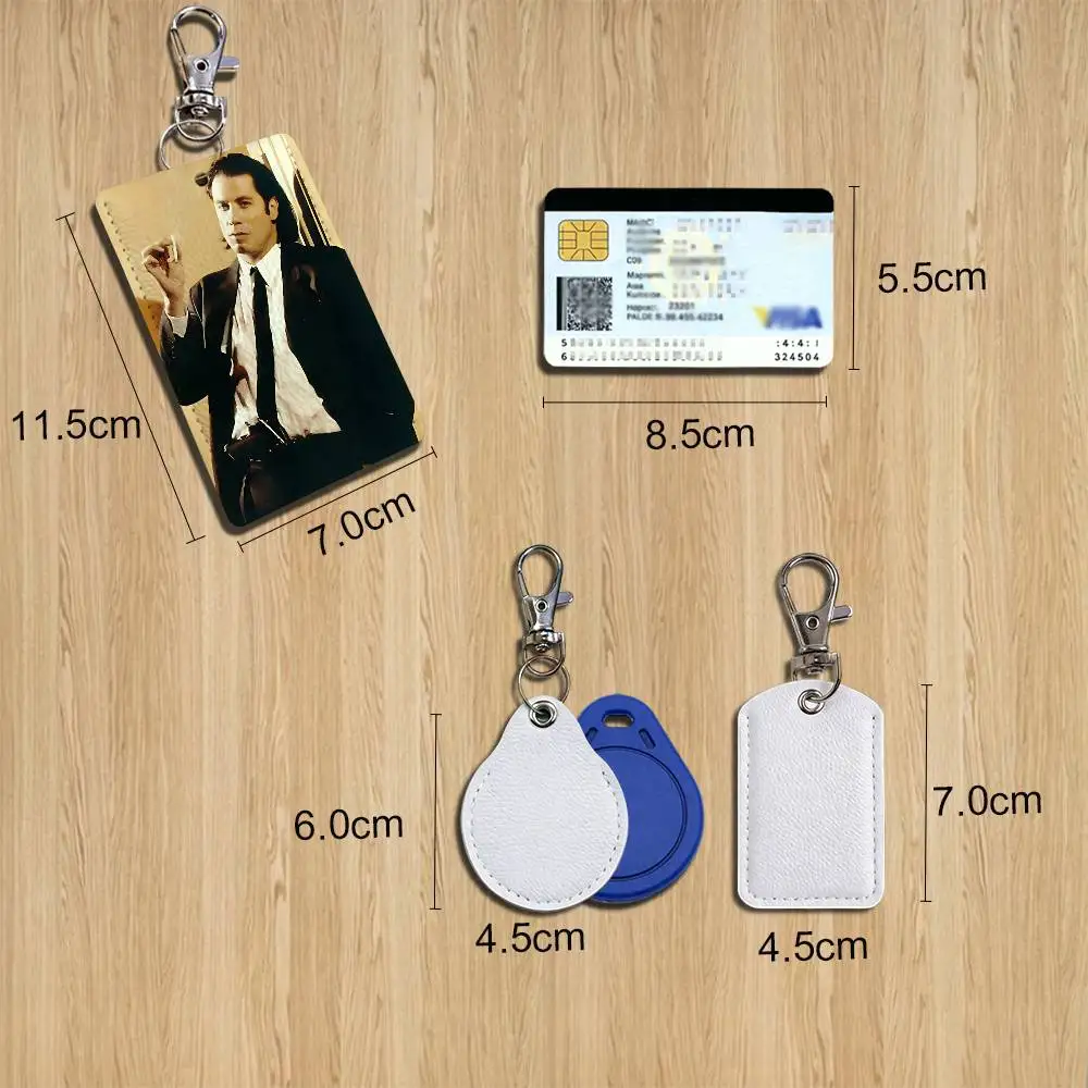 Cash Ou John Travolta Keychain Holder Suitable For Subway Bank Card Bus Card Case Badge Holder Wallet Card Textured pattern