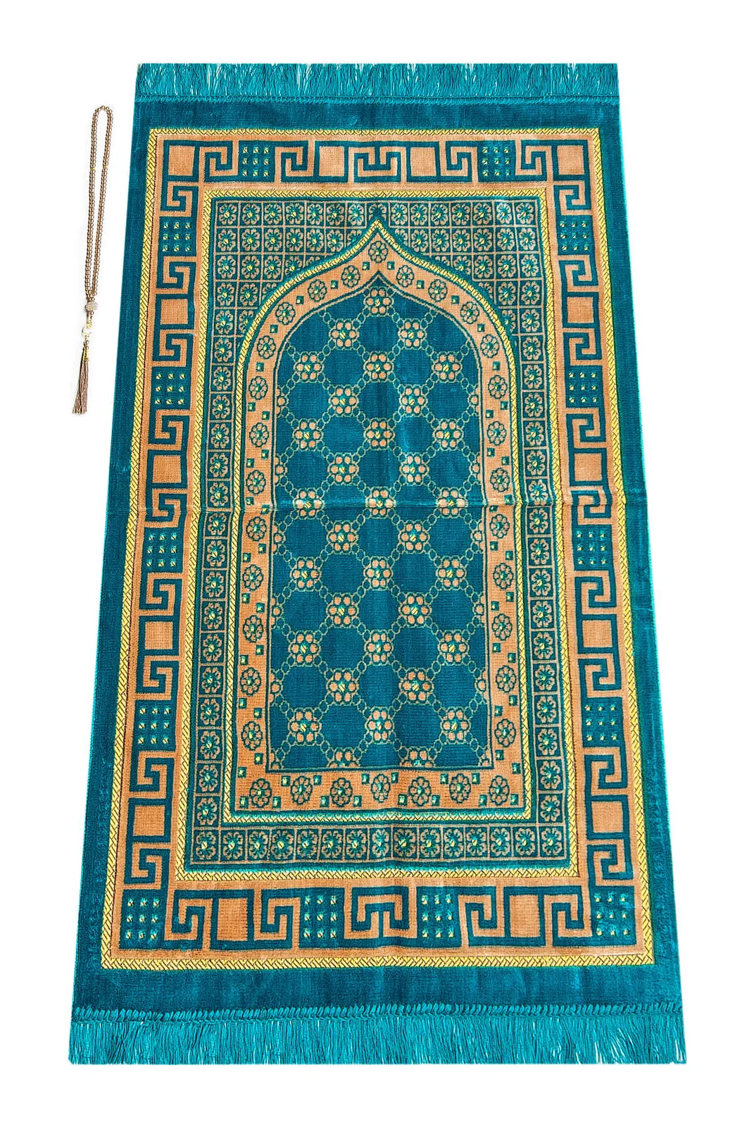 Velvet Sipinger Portrol with Rosary Gift Muslim Islam Sheet Prayer Mat Holy Quraan Islamic Mats