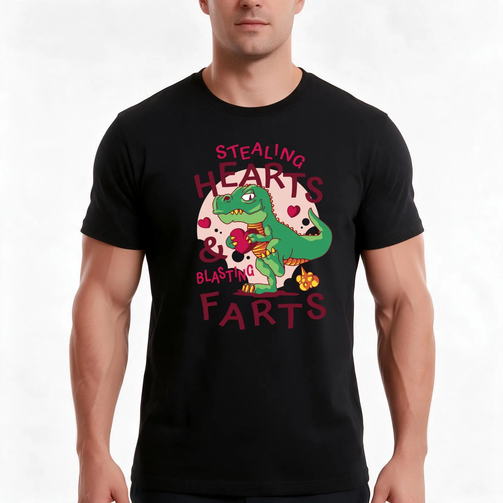 Stealing Hearts and Blasting Farts - Funny T-Rex T-Shirt, Summer Casual Cotton Tee, Oversized Streetwear Tops, Unisex Men Women