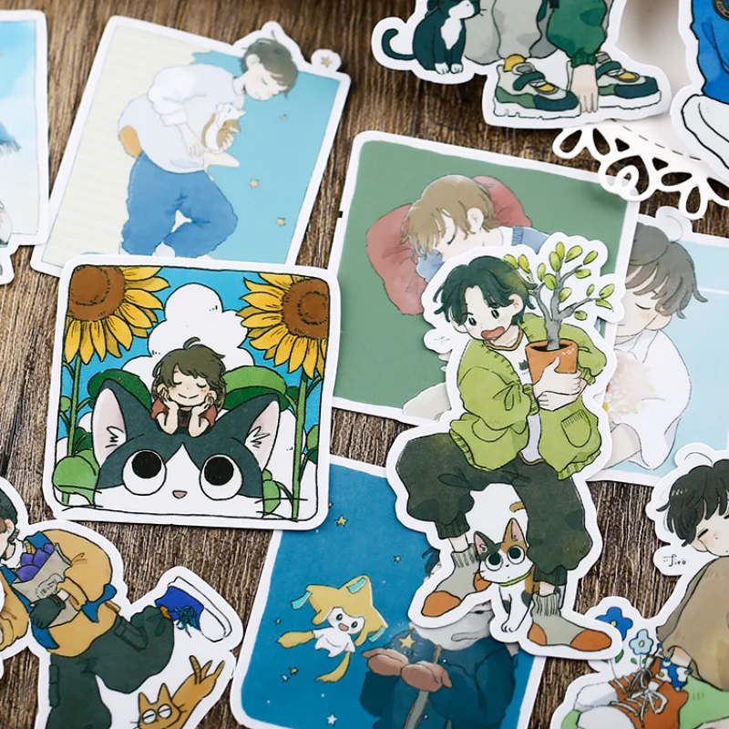 20pcs Shonen Game Hand Account Sticker Cute Japanese Character Boy Ins-style Anime Cartoon Decoration Small Material