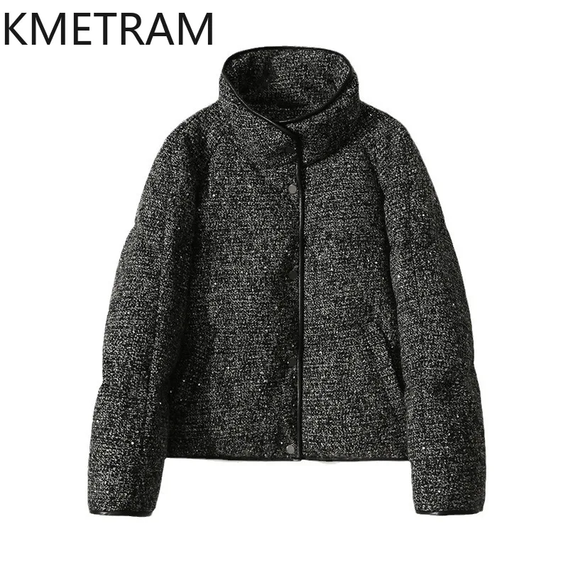 KMETRAM White Goose Down Jacket Woman Elegant New in Outerwears Short Down Jackets Winter Clothes Women 2024 Winterjas Dames