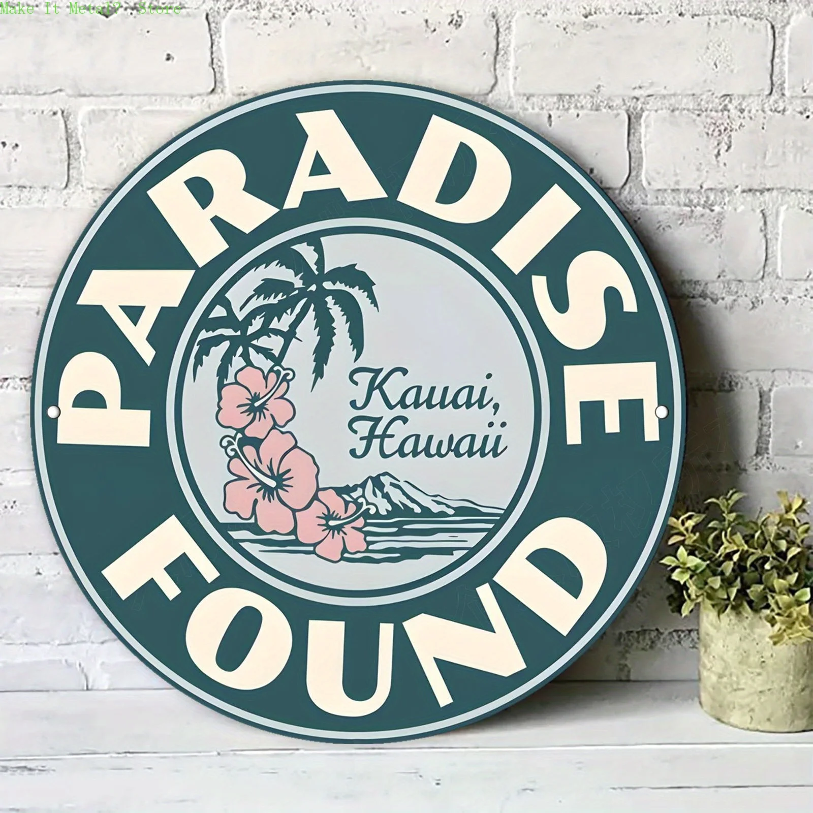 Vintage Round Metal Tin Sign 