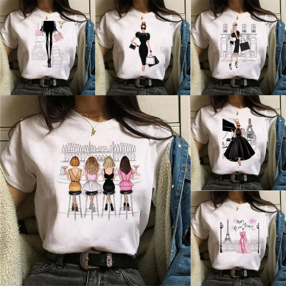 

Модная женская футболка с принтом Paris Trip, повседневная футболка с круглым вырезом и коротким рукавом, футболка больших размеров, уличная одежда, повседневная одежда