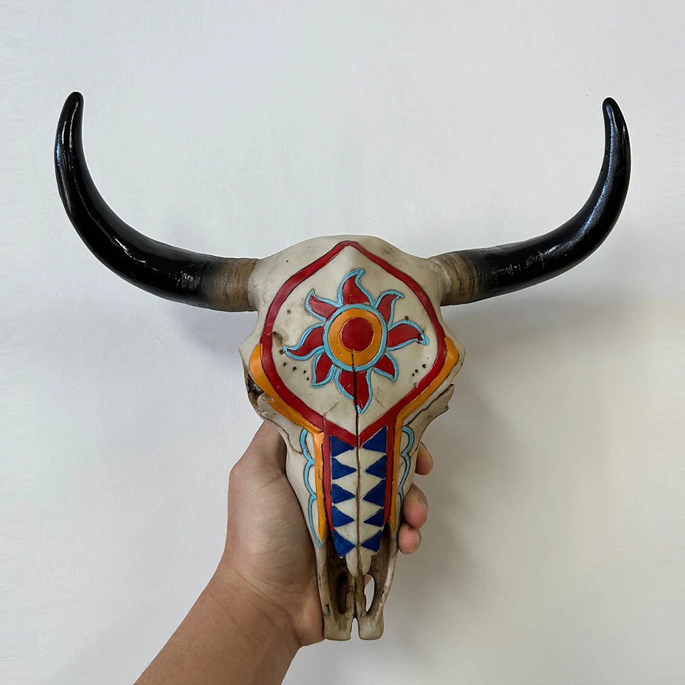 Cow Head Wall Hanging Pendant Nature Treant Rose Flower Totem Longhorn Bull Skull Ornament Figurines Art Crafts Animal Decors