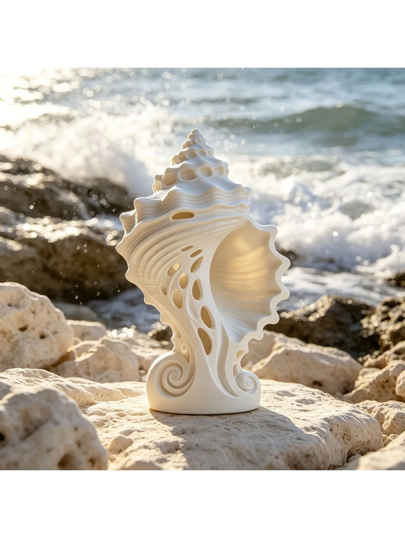 Hollow out Artistic Seashell Statue | Ocean Style desktop Decoration/Foyer Decoration Valentine's Day Gift Home Decoration