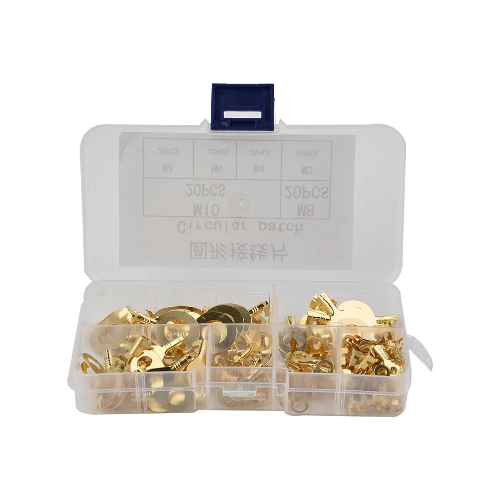 Ring Cable Connector Wire Terminals Brass Copper Gold Parts Replacement 150pcs set 6 Kinds 88g 3.11oz Assorted