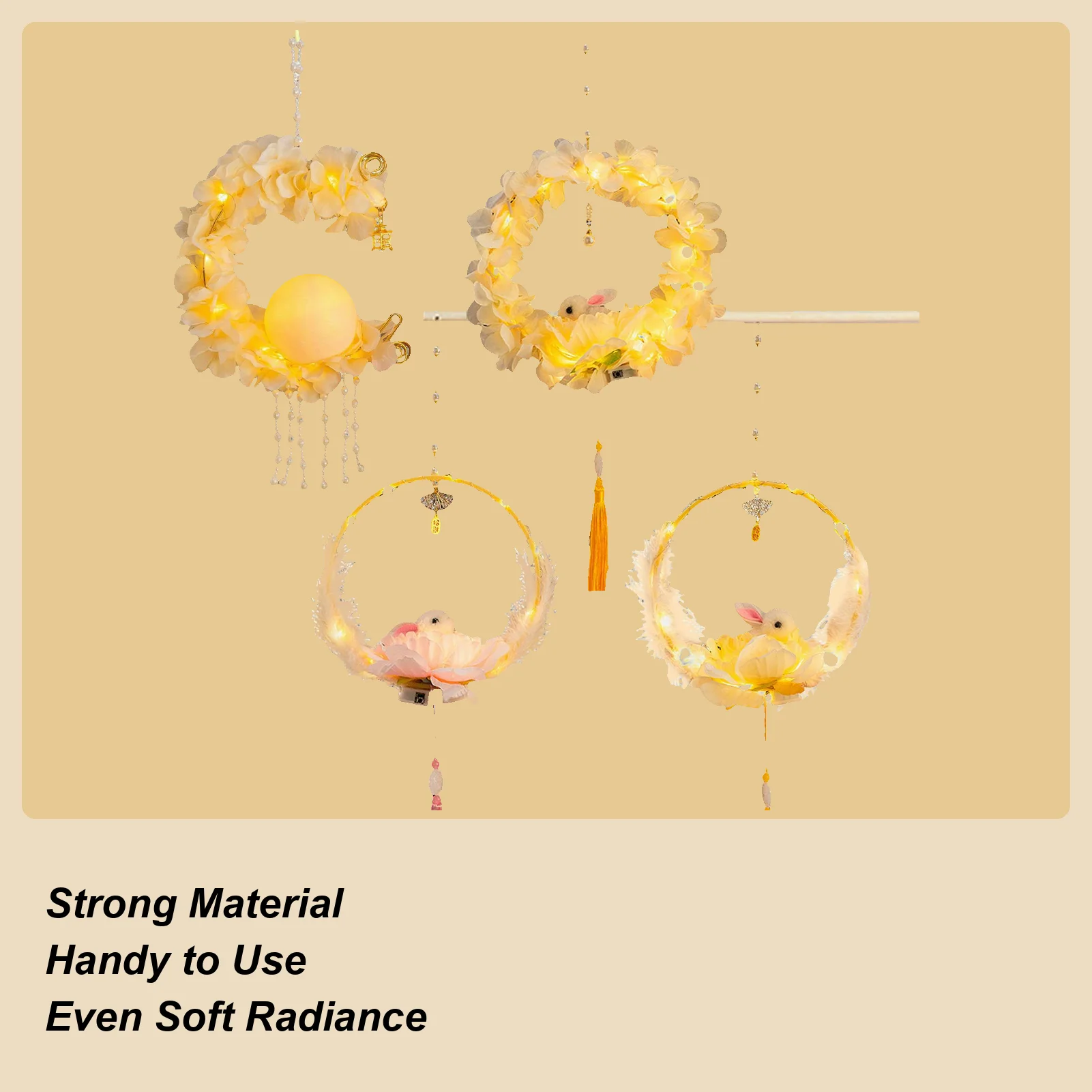 

Mid Autumn Festival Lantern Holiday Lantern Craft Kits Cute Portable Handheld Rabbit Ornament Mooncake Festival Theme for Kids