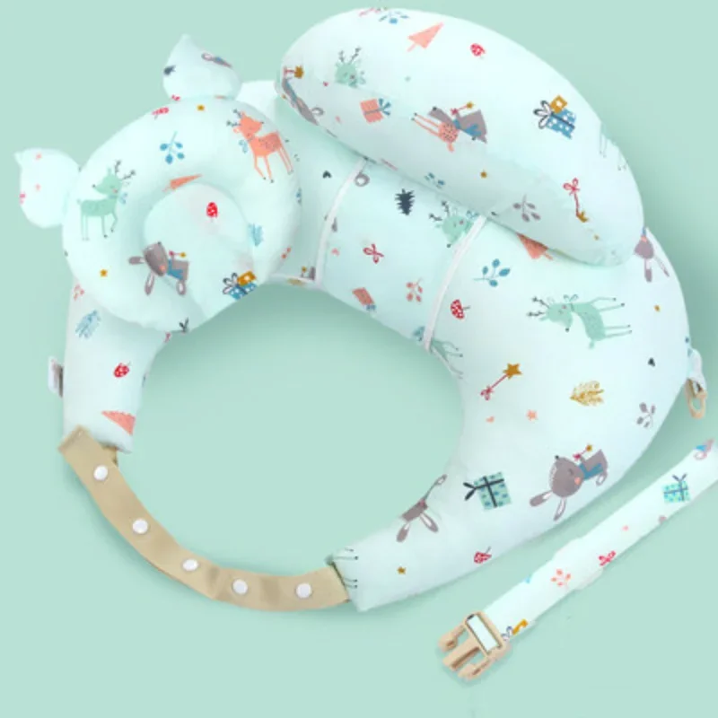 New Multifunctional Feeding Pillow Cartoon Pattern Soft Halter with Shoulder Strap U-Shaped Cushion Baby Breastfeeding Pillow