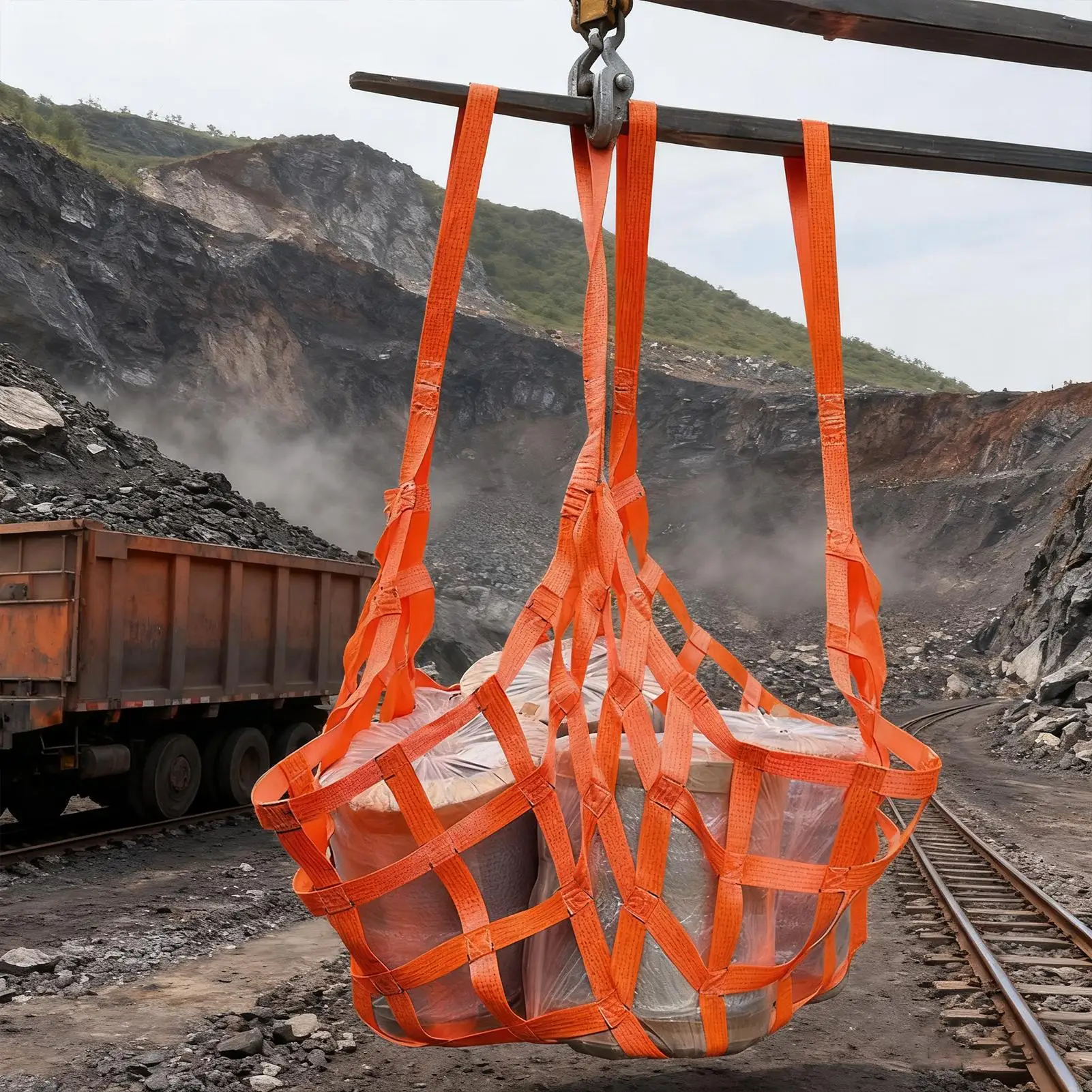 Cargo Lifting Net Sling Hoisting Net Resistance for Heavy Objects Construction Moving Towing Hoisting Work Load Capacity 661Lbs
