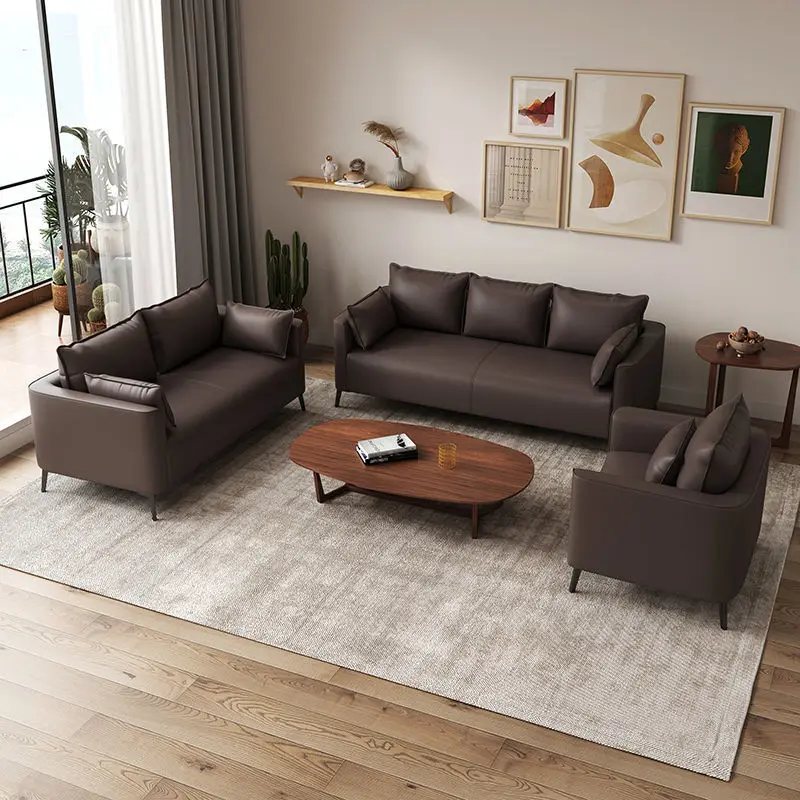 أريكة جلدية فاخرة خفيفة لغرفة المعيشة وغرفة النوم وأريكة منطقة الاستقبال وغرفة الاستقبال #3