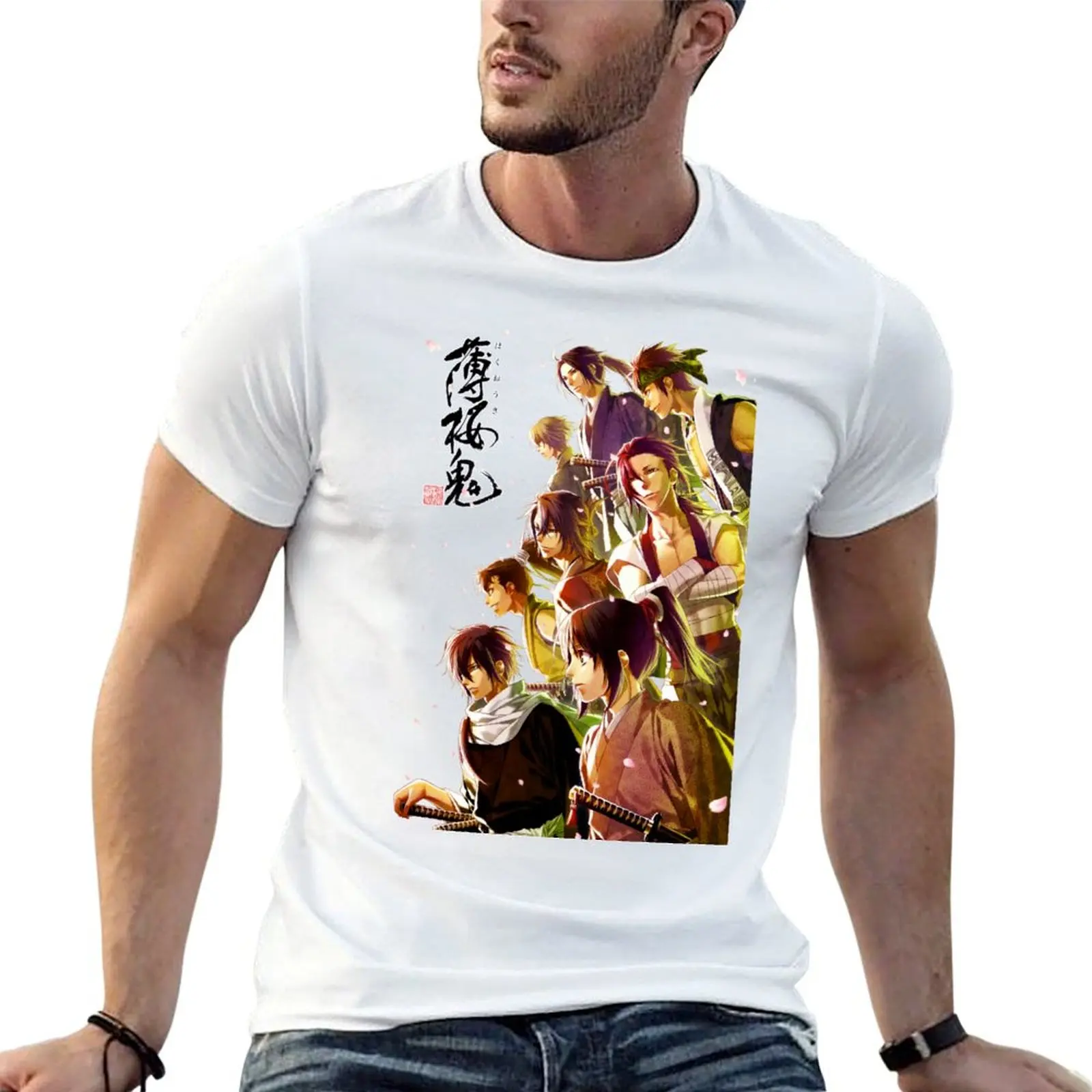 Специальная футболка Hakuouki, футболки для мужчин, комплект хлопковых футболок для мужчин, футболки с рисунком, футболка