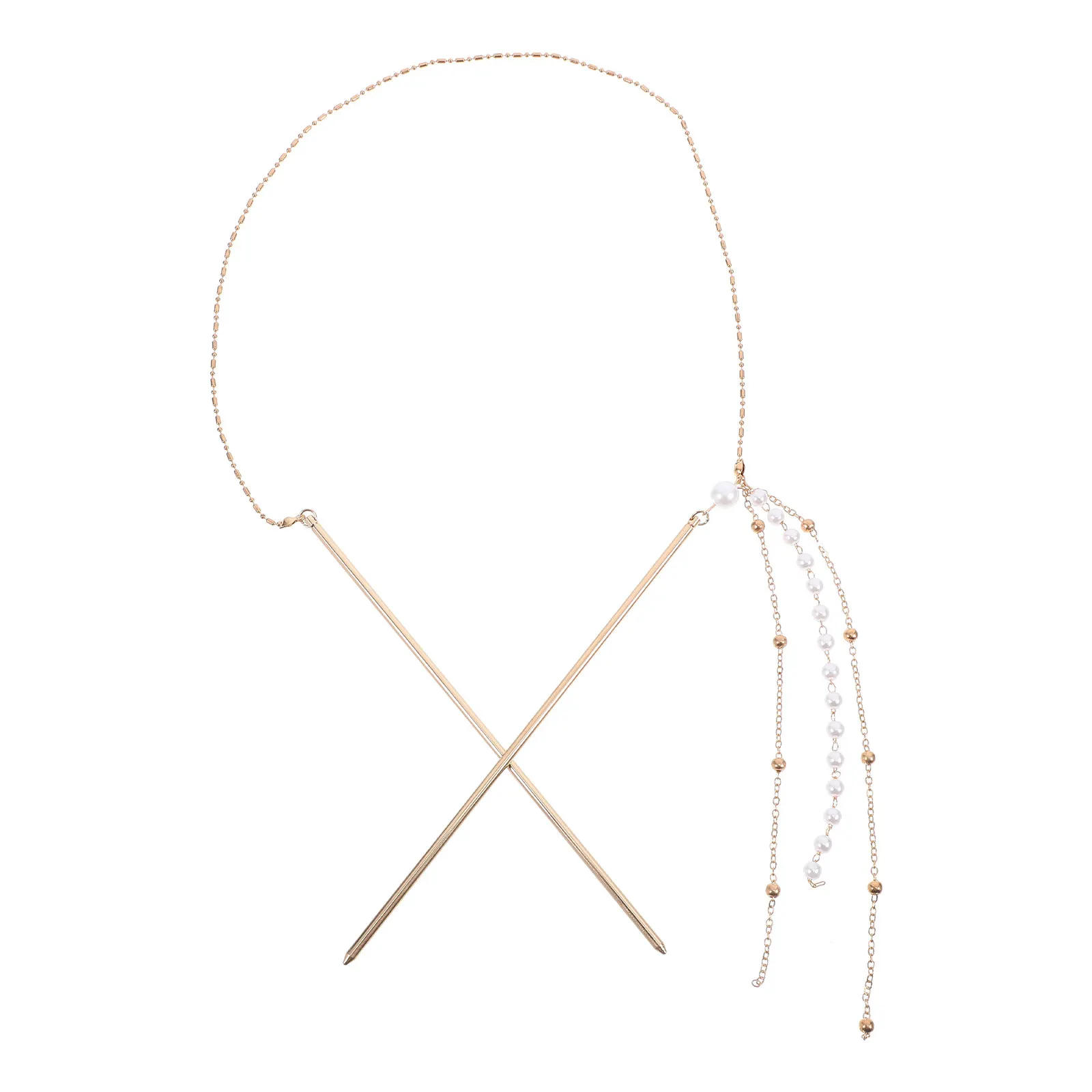 

Chinese Style Hairpin Double Chain Tassel Hair Stick Classic Design ABS Zinc Alloy Hair Fork Suitable for Bun Hairstyles Women