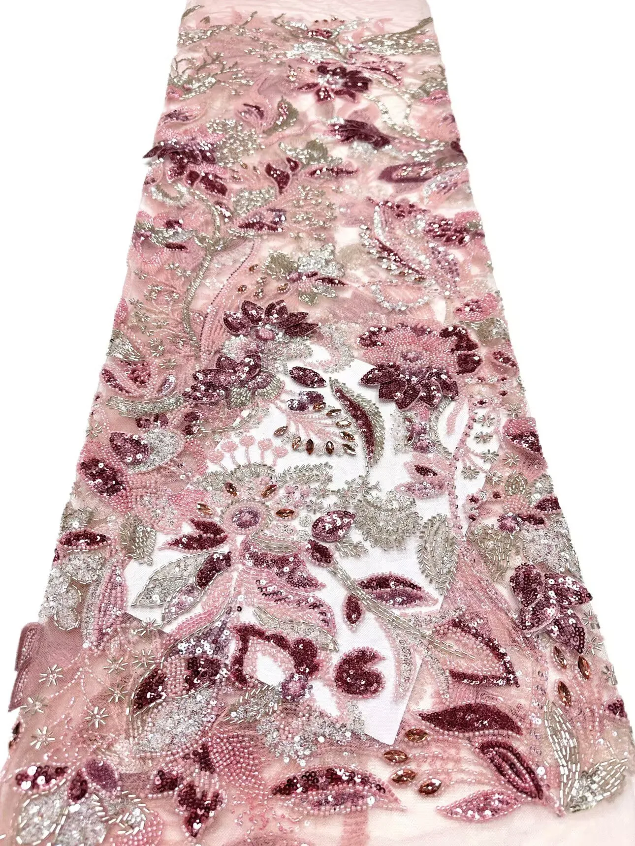 Luxury African Sequin Tulle Lace Fabric Hot Sale Elegant Glass Beads Nigerian Crytal Beads Lace For Wedding Party 2026
