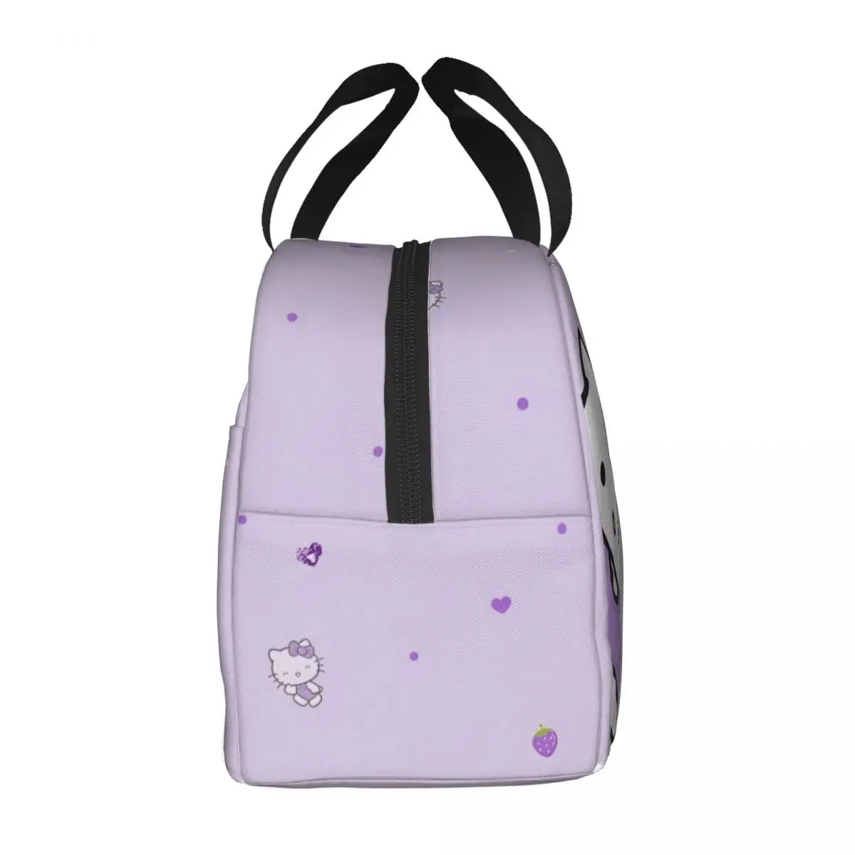 Hello Kitty Purple Heart Pattern Insulated Lunch Bag Cooler Bag  Meal Container Large Tote Lunch Box Food Handbags School Picnic