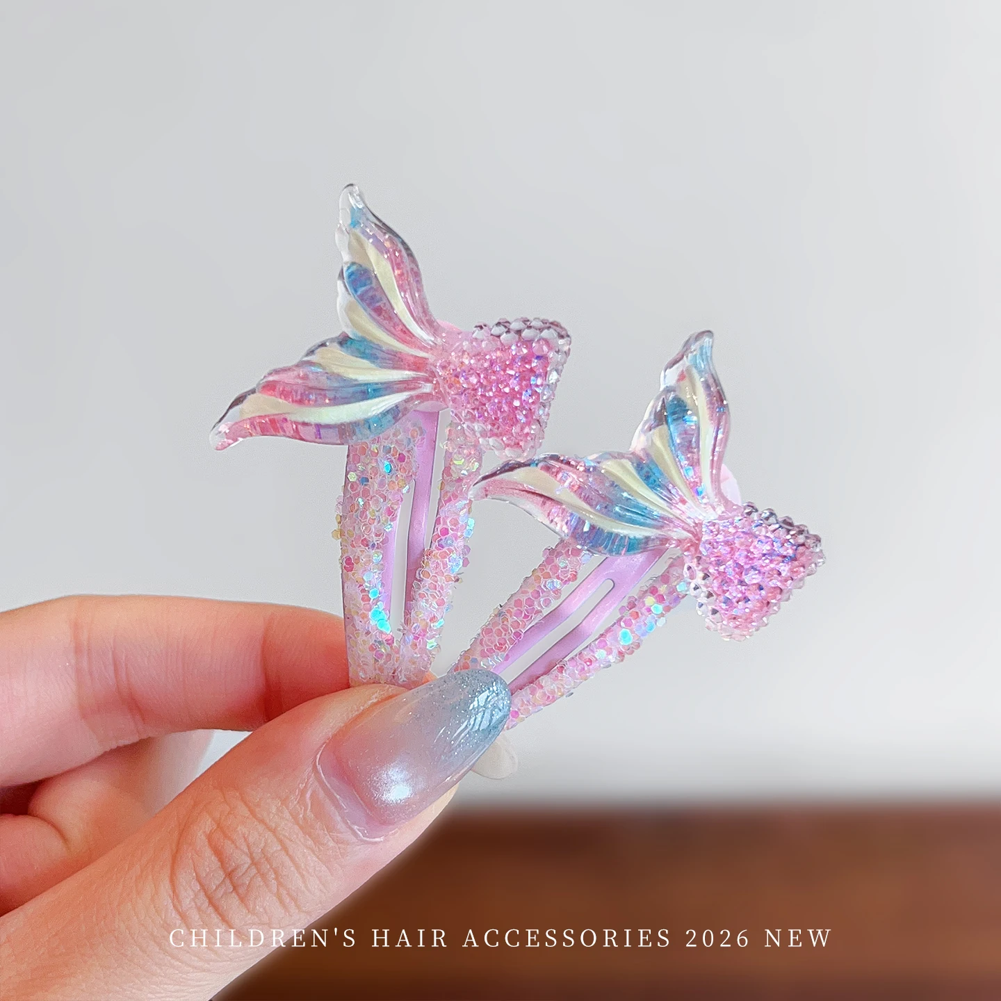 2026 Neu 2er-Set Boho Meerjungfrauenflossen-Haarspangen mit Glitzer-Pailletten, schmerzfreie Haarspangen für Baby-Mädchen, Ozean-Accessoires, Geschenk – Detail 7