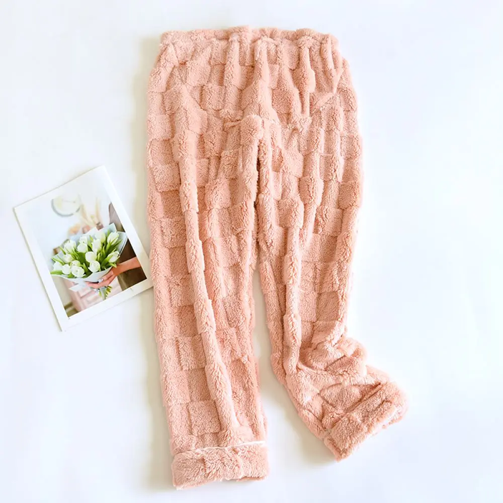 Winter Maternity Pajama Pants Warm Flannel Fleece Lined Trousers Pregnant Women Home Clothing Elastic High Waist Belly Support