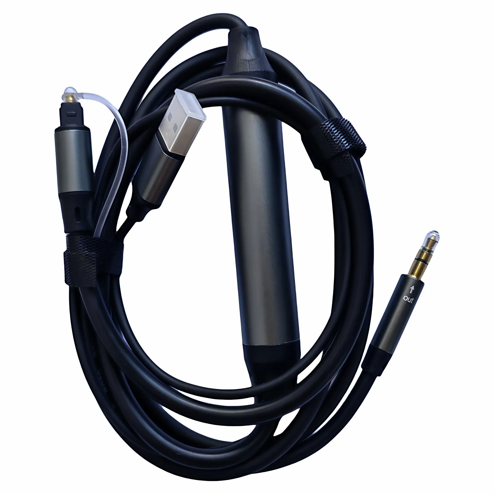 Dual Split TOSLINK+USB Powered to 3.5mm Fiber Optic Digital to Analog Signal Conversion with Built-in DAC  chip