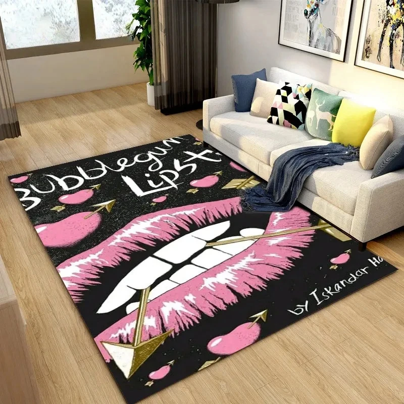 3D Sexy Lips Mouth Series Area Rug Large,Carpets for Living Room Bedroom Sofa Doormat Decoration,Playroom Backyard Floor Mats