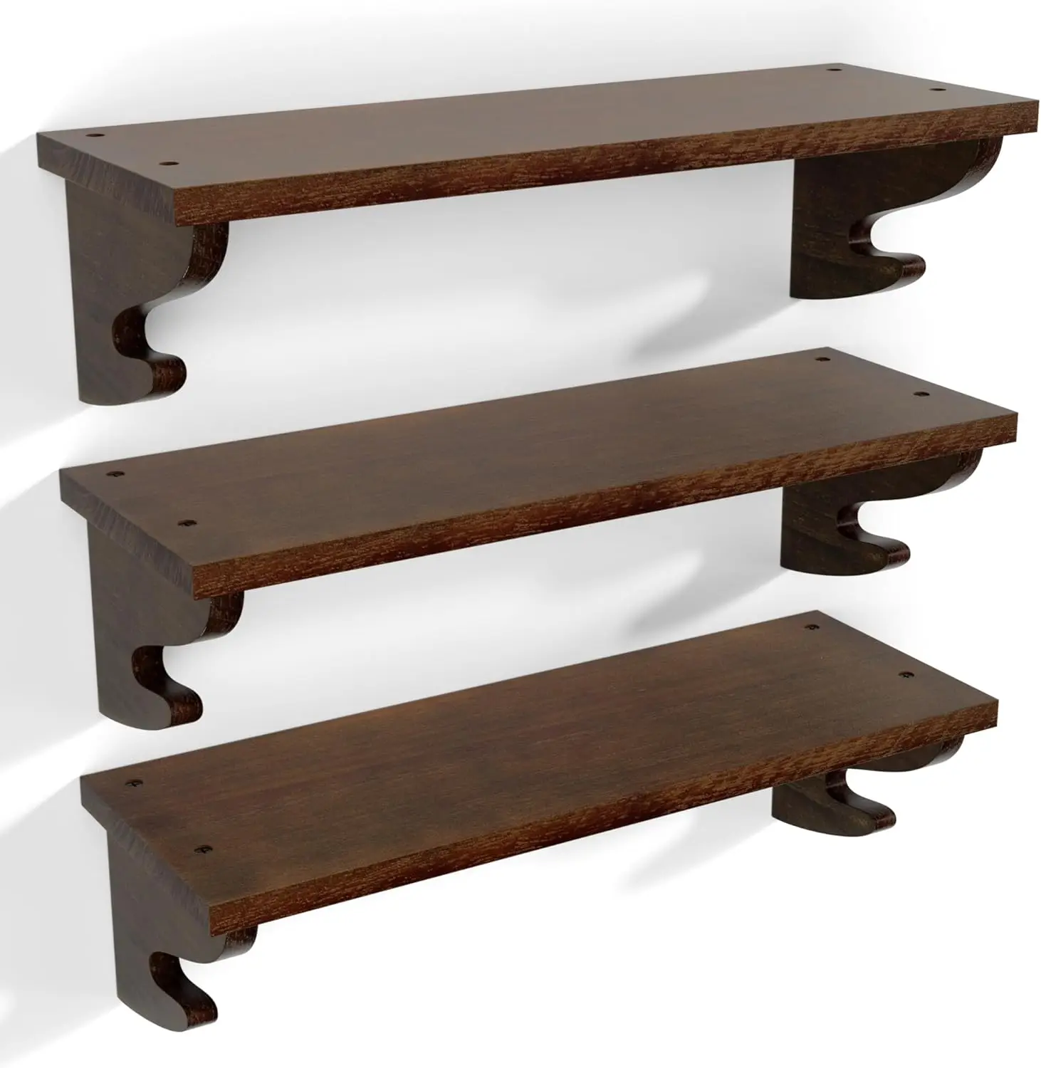 

Wood Floating Shelves for Wall 3 Pack, 17 inch Rustic Wall Shelves with Hook, Decorative Hanging Shelves for Bedroom Li
