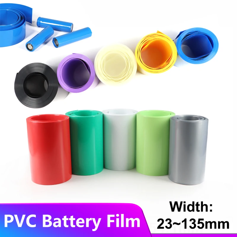 

2m 10 Colors! 18650 Lipo Battery Pack PVC Heat Shrink Tube Width 23~135mm DIY Insulated Protection Film Wrap lithium Case