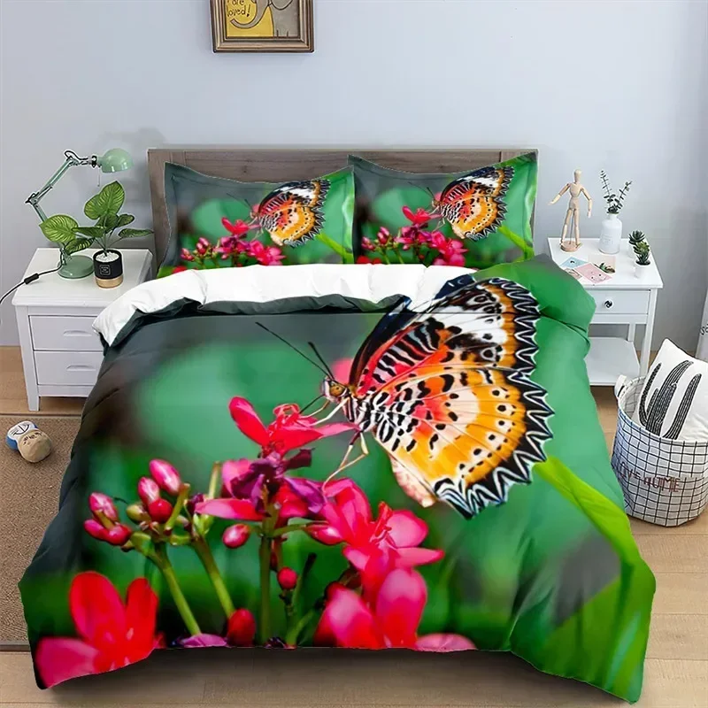 

Soft Butterfly Floral Bedding Set Single Twin Double Queen King Cal King Size Bed Linen Set