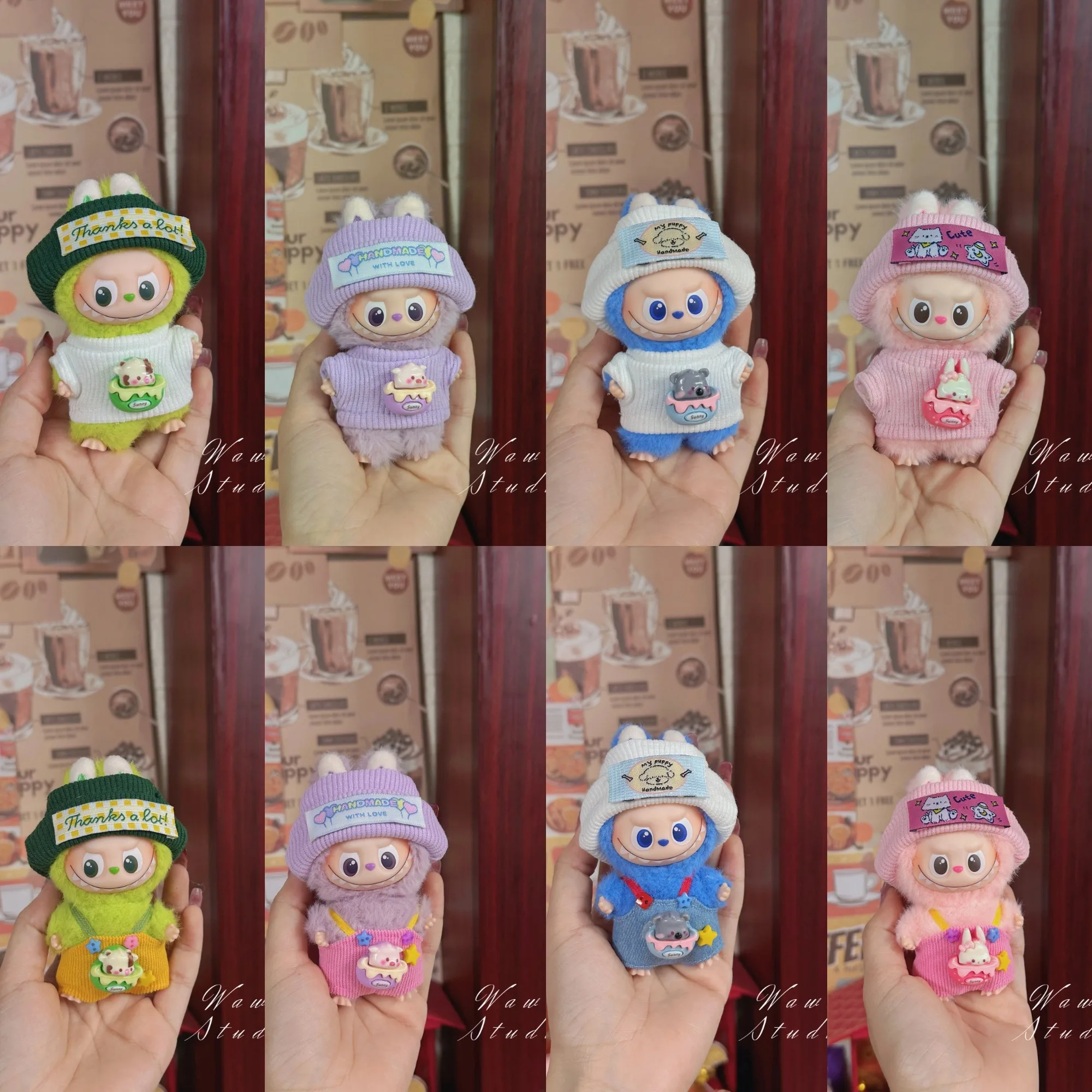 

4th Gen Labubu Spring Field Overalls Set, Multi-Color Denim 2-Piece Outfit and Shoes for 10cm Vinyl Doll Collection