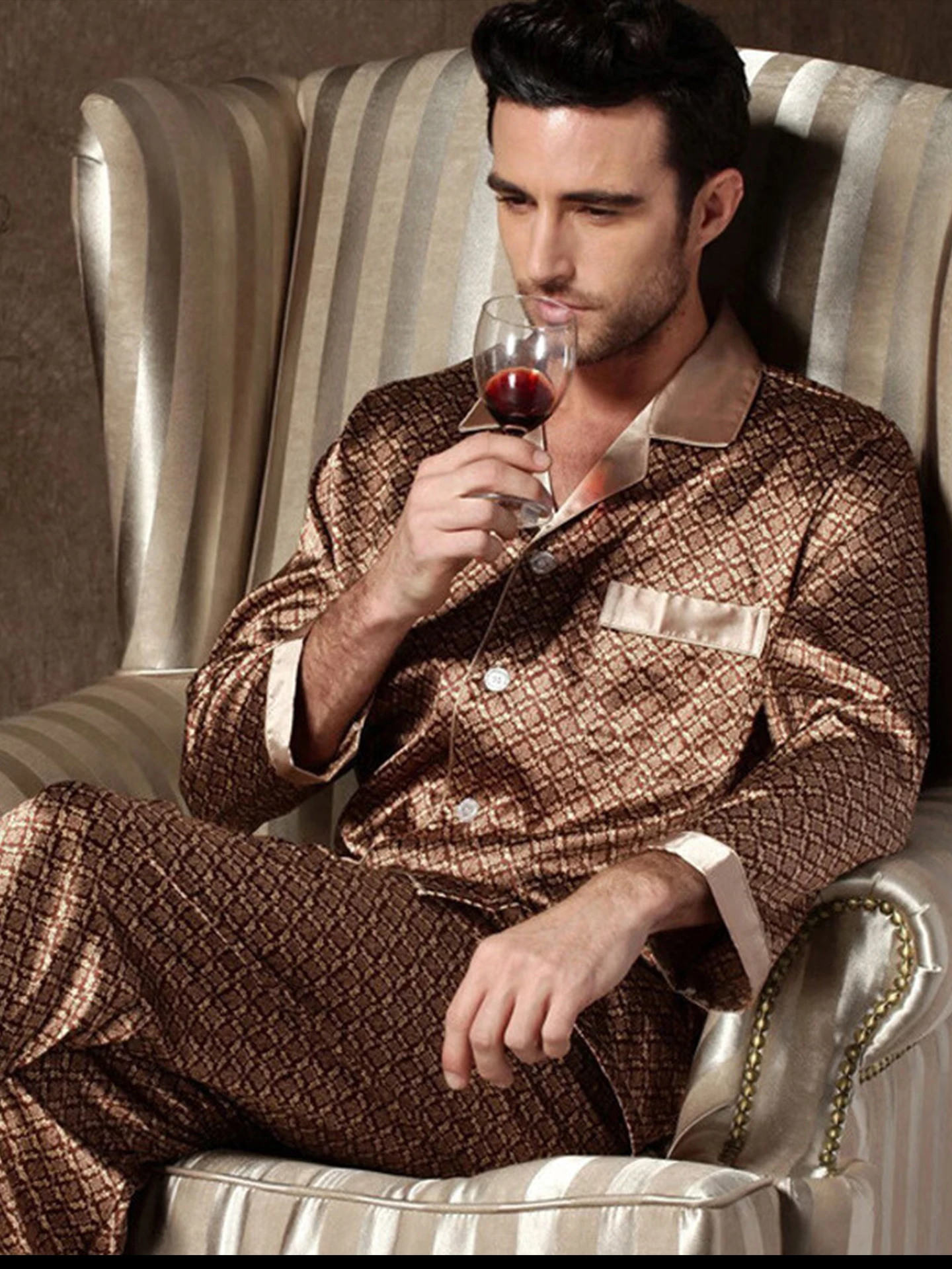 summer-lightweight-silk-ice-fabric-men's-sleepwear-short-sleeve-home-clothes-spring-autumn-comfortable-pajamas-for-dad